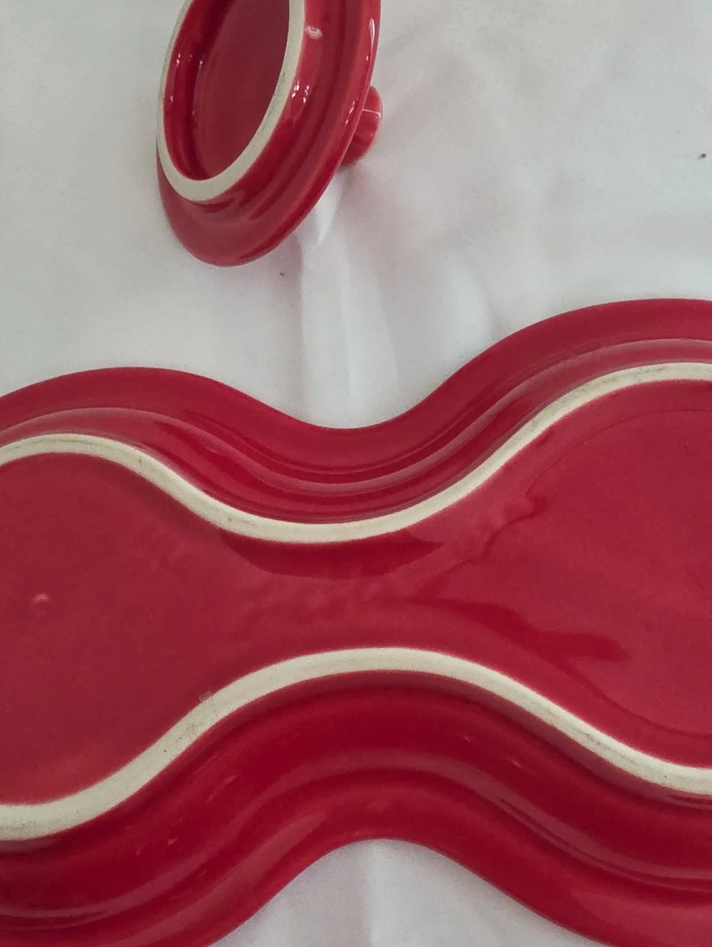 Fiesta Red Ceramic Sugar and Creamer Set with Tray